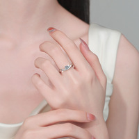 Bague de fiançailles et de mariage pour femme en argent sterling S925 avec diamant Moissanite solitaire taille poire 0,5 ct D VVS