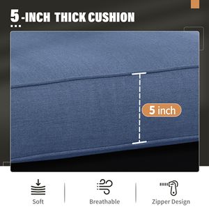 DB Outdoor All-Weather Aluminio Loveseat Muebles de patio Sofá azul con cojín suave de 5 \ "de espesor - Product Image 4