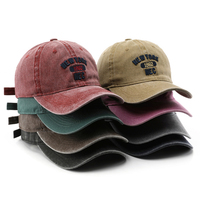 Monograma desgastado lavado, gorras deportivas con protección solar para viajar, gorras de béisbol con logotipo bordado personalizado