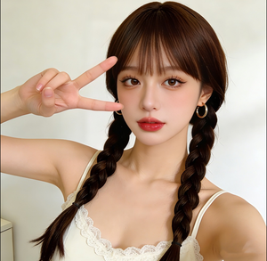 Peluca de cosplay de anime de la serie de TV estadounidense Miércoles, estilo Familia Addams, de cabeza completa, con trenzas dobles trenzadas, estilo coreano, transparente, para escenario - Product Image 5