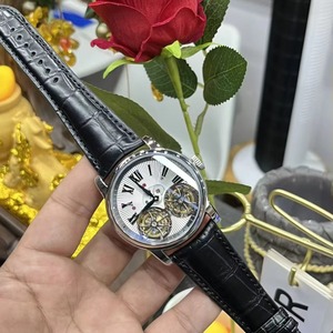 Montre mécanique automatique de luxe à double tourbillon, cadran à chiffres romains, réserve de marche, fond transparent, best-seller - Product Image 4