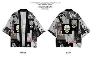 Streetwear Hommes Femmes Cardigan Cosplay Haori Yukata Harajuku Tops Robe Grande Taille 5XL 6XL Imprimé Crâne Plage Style <span class=keywords><strong>Japonais</strong></span> <span class=keywords><strong>Kimono</strong></span> - Product Image 4