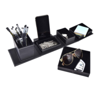 Organizador de Escritorio de Cuero PU para Oficina, Hogar, Herramientas, Documentos, Archivos, Juego de Cajas Personalizadas