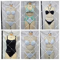 Nouvelle conception, ensemble 3 pièces, maillot de bain sexy en dentelle pour femme, bikini à nouer, résistant aux plis, vente en gros d'usine