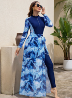 Nouveau design Burkini de bonne qualité 4 pièces Femme Haut+Pantalon+Hijab+Jupes Burkini musulman Maillots de bain musulmans pour femmes