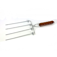 DaS Offre Spéciale : Kit de 4 Brochettes en Acier Inoxydable pour Découpe de Dinde avec Manche en Bois pour Barbecue