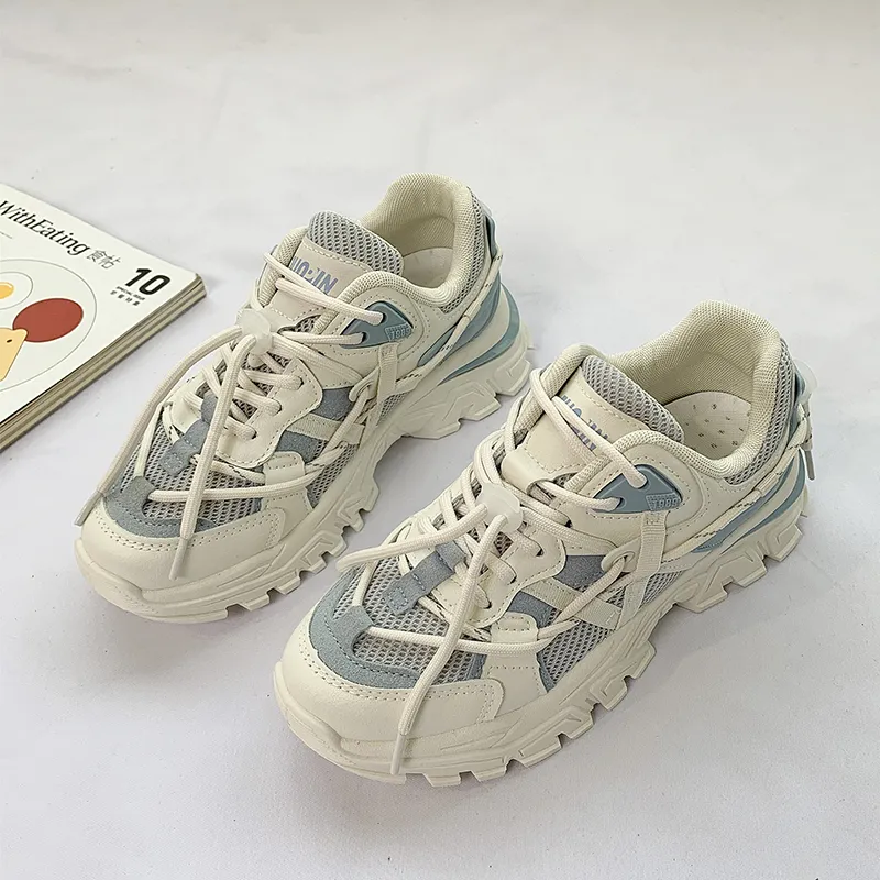 Women's Thick Sole Versatile Casual Shoes Mesh Breathable Sneakers Comfortable Lace-Up Casual Shoes Can Be Customized
