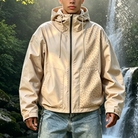 Veste de pluie réactive à l'eau personnalisée de haute qualité motif guépard, doublure personnalisée révélant un imprimé léopard, coupe-vent à changement de couleur