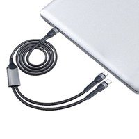Cable de Datos Trenzado de Nailon Tipo C 2 en 1, Conductor de Cobre Puro, Carga Rápida Blindada PD 60W 5A para iOS 15/16, Android, Computadora y Móvil