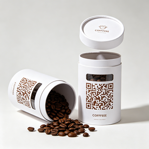 Tube rond en kraft avec fenêtre transparente, boîte cylindrique personnalisée pour le stockage des grains de café, emballage commercial pour la vente au détail - Product Image 1