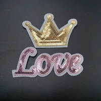 Chine Fabricant Personnalisé Broderie Couronne Sequin Patch Fer sur Sequin Badge pour Veste Chapeaux
