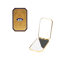 Miroir de maquillage portable pliable double face HD en métal avec finition chromée, personnalisable avec logo – Cadeau promotionnel