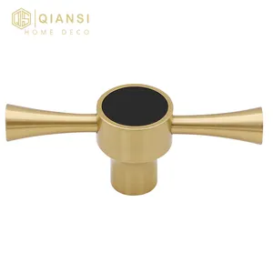 Qiansi HK0240 luxo Luz único buraco simples porta do armário armário gaveta knob pull latão personalizado sólida alça T bar