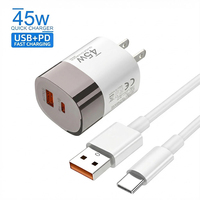 Adaptateur mural USB à charge rapide 2 ports, chargeur mural type C avec prise EU/US/UK pour téléphone, chargeur rapide USB type C PD, câble de données USB