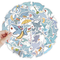 Autocollants décoratifs transfrontaliers style nordique, motif requin de dessin animé, animaux marins mignons, graffiti