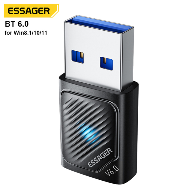 ESSAGER ES-BT16 BT Transmitter Receiver Wireless PC Usb Blue Tooth 6.0 5.4 5.3 Dongle Adapter for Laptop Speaker