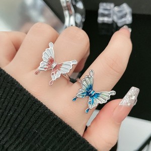 Anillos de Mariposa Coloridos con Degradado de Color de Moda para Mujer, Anillo de Dedo Abierto de Tendencia, Regalos de Joyería - Product Image 4