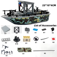 Ensemble de blocs de construction, bateau de guerre camouflage, briques en plastique ABS, bateau de patrouille militaire, kit de construction DIY, jouet pour enfants