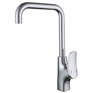 Minimally Modern 59-1 Brass Kitchen Faucet with Hot and Cold Kitchen Mixer, Single Hole Chrome Black Faucet - Product Image 5