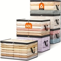 1 sac de rangement suspendu pliable transparent en PVC, anti-poussière, avec fermeture éclair, durable, léger, 60L, pour vêtements et couvertures, 55x35x30CM, pour armoire