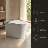 WC intelligent à chasse d'eau à sec, WC électrique portable avec télécommande, chasse d'eau par aspiration et design compact pour salle de bain
