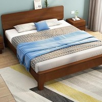 Lit surélevé Lanyu Furniture TB-107 en bois de caoutchouc massif, style nordique minimaliste moderne, hauteur réglable, pliable, 1,5 m/1,8 m