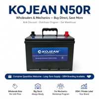 Batterie de voiture au plomb-acide Kojean N50R 12V 50Ah 450A CCA sans entretien 600Wh JIS 48D26R borne positive droite