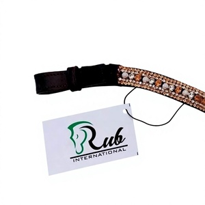 Superior Five-<b>Row</b> Designer Customizable Leather Brow Band for Horses-Comfortable Portable Custom Logo Size Equestrian Use Rub - Product Image 1