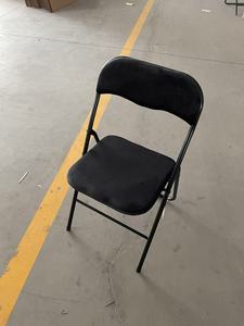 Hot Selling <span class=keywords><strong>Black</strong></span> Metal Leather Folding <span class=keywords><strong>Chair</strong></span> Melhor Preço Cadeira de Lazer para Restaurante Sala de Estar Hotel Outdoor School Park Use - Product Image 2