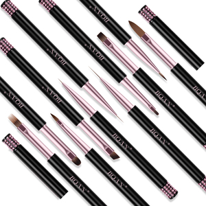 Wholesale Custom 100% Kolinsky Gel Kolinsky <strong>Nail</strong> <strong>Brushes</strong> Black Rhinestone Handle Acrylic <strong>Nail</strong> Art <strong>Brush</strong> for Gel Polish Painting - Product Image 3