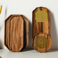 Grand plateau d'assiette en bois massif à un niveau Design moderne finition laquée de noyer chinois pour le restaurant de service de thé de ménage