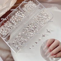 Offre Spéciale : Accessoires pour Ongles Rivets Étoilés – Boîte de 6 Compartiments – Patchs Dorés et Argentés pour Ongles – Petits Accessoires