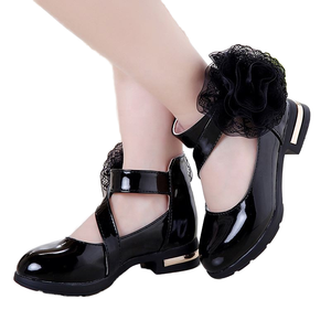 Chaussures de fête pour filles d'école, chaussures de marche noires antidérapantes en cuir PU à bout fermé, style princesse, Ruizi Graffiti - Product Image 1