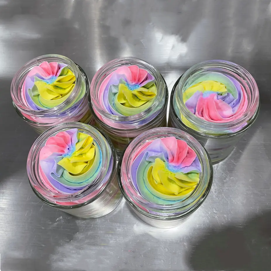 Frascos Recipiente Chicoteado A Loja Embalagem Private Label Vegan Orgânico Atacado Recipientes de Manteigas Rainbow Creme Para o Corpo Manteiga