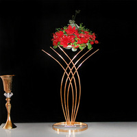 Support à fleurs géométrique multifonctionnel en métal doré, centre de table de mariage, porte-bougie
