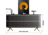 Meuble de rangement moderne de style buffet, grande capacité, en acier inoxydable, plateau en marbre, table console décorative, table d'appoint, meubles de maison