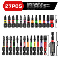 Set Mata Obeng Impact Torx S2 Kelas Industri Geinxurn OEM, Dapat Disesuaikan, Wadah Plastik, Berkode Warna, Ujung Magnetik Baja