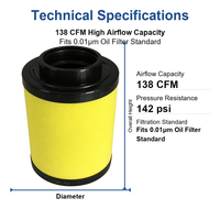 Cartouche de filtre à air coalescent EMS400 0,01 µm en coton, nouveau remplacement pour compresseur d'air industriel MSF400, haut débit, ISO 9001