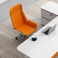 Design moderno tavolo manager forma arancione bianco direttore ufficio tavolo grande scrivania executive con sedie