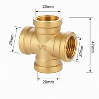 Connecteur à quatre voies, connecteur en laiton, accessoire pour tuyau d'eau en cuivre