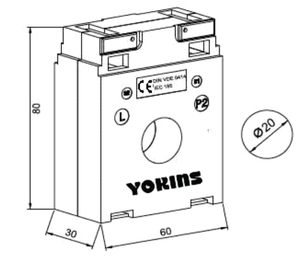 Transformateur de courant YOKINS 30/5A, CT primaire à deux tours 30A pour ampèremètre, CT encapsulé en polycarbonate rectangulaire SR21 - Product Image 5