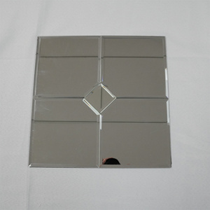 Moderno mosaico di piastrelle di vetro smussato argento colore marrone <span class=keywords><strong>specchio</strong></span> di vetro forma piatta edificio quadrato esterno soggiorno camera da letto dell'hotel - Product Image 1