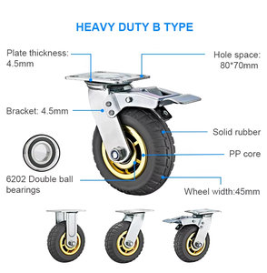 गर्म बिक्री औद्योगिक 3-8 इंच P+ धातु पॉलीप्रोपाइलीन कैस्टर व्हील डबल बॉल के साथ कुल लॉक ब्रेक 90-200 किलोग्राम भार भार - Product Image 3