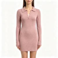Pull-over élégant et décontracté pour femme Edna, de haute qualité, avec fermeture boutonnée, rose, tendance, léger et chaud, pour l'hiver et l'automne, style polo