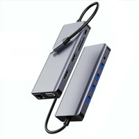 Superventas USB C a 12 en 1 estación de acoplamiento adaptador de ordenador portátil Dual HD 4K30HZ VGA PD lector de tarjetas todo en 1 USB C 3,0 HUB