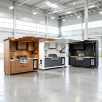Armoire de cuisine extérieure peinte de qualité supérieure avec 4 tiroirs et panier de rangement pour équipement de barbecue de villa et patio