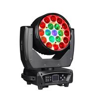 Projecteur de scène à tête mobile 19 LED 15W RGBW avec contrôle DMX512/activation sonore pour mariage, théâtre, discothèque, DJ