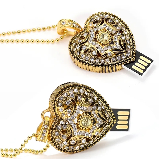 Classic Heart Jewelry USB 3.0 Flash Drive 1GB-8GB Metal Elegant Promotion Gift