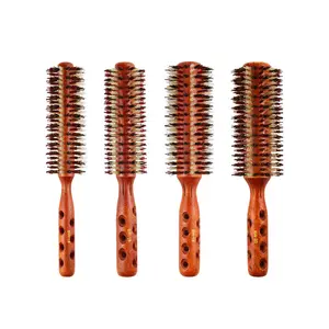 Round Hair Brush With Boar Bristles Anti-Static For Hair Drying Styling Curly Barber Heat Resistant Round Brush For Blowdrying