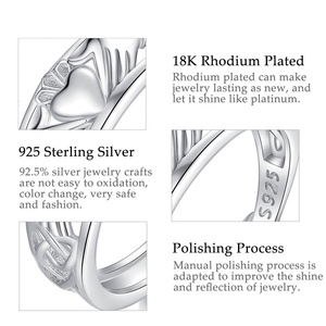 <span class=keywords><strong>Prix</strong></span> <span class=keywords><strong>de</strong></span> gros <span class=keywords><strong>bague</strong></span> en argent Sterling 925 bijoux irlandais Claddagh main câlin coeur couronne anneaux pour hommes ou femmes - Product Image 4